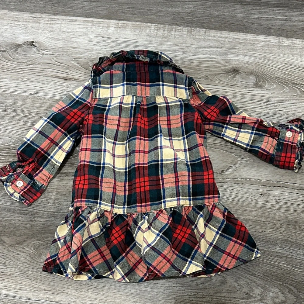 Plaid‎ Ruffle Hem Shirt Dress